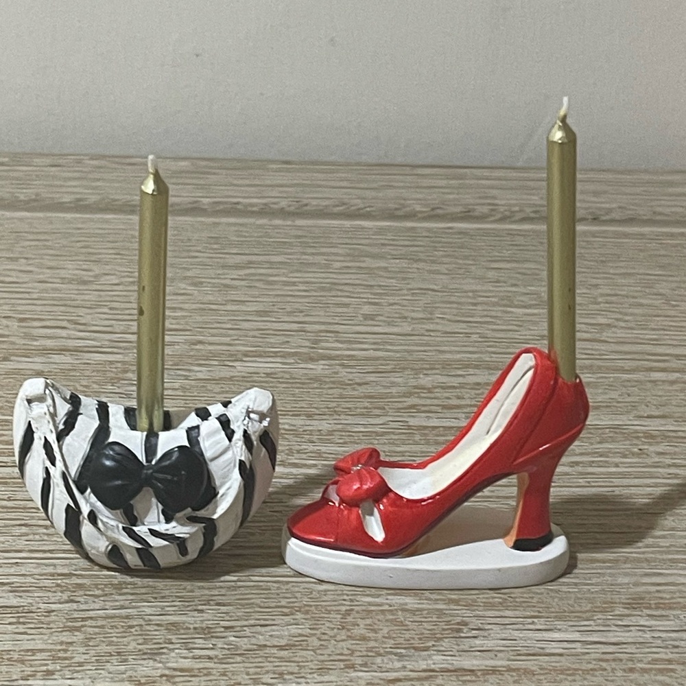 Red High Heel and Zebra Print Purse Figurines